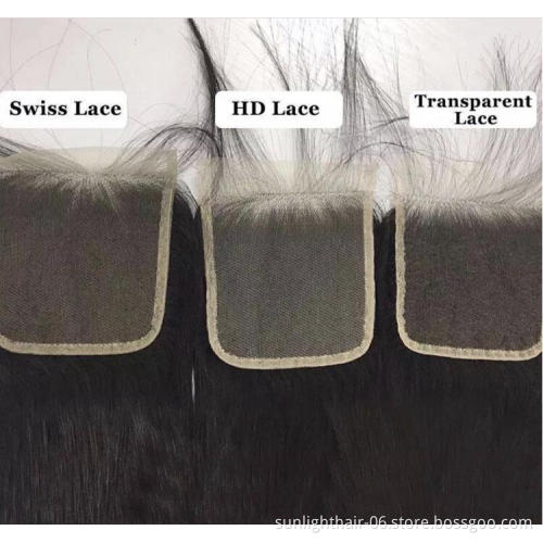 2020 wholesale 4x4 closure wig Pre Plucked high quality Swiss HD Transparent lace closure real human hair for black women